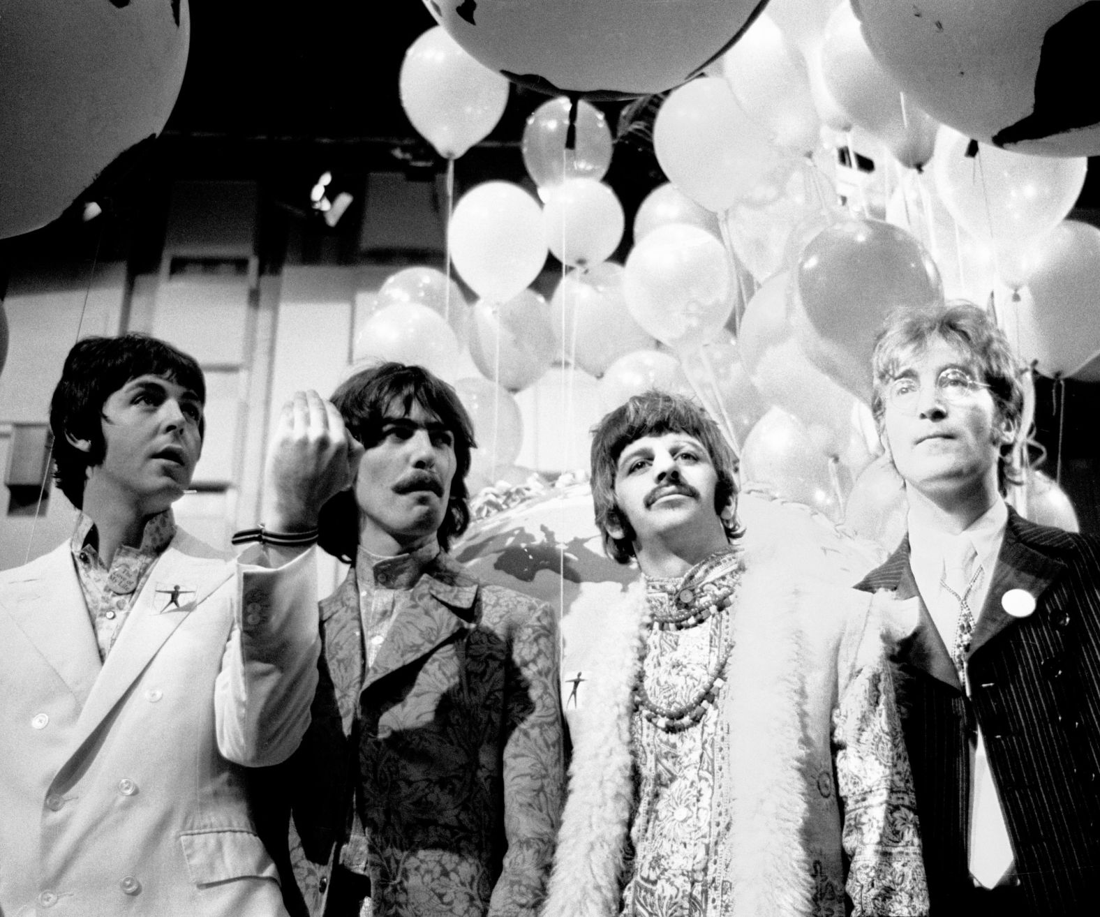 From left, McCartney, Harrison, Starr and Lennon appear on a television program in June 1967.