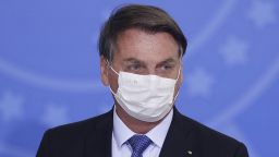 Brazilian President Jair Bolsonaro during the ceremony to extend emergency aid to informal workers, at the Planalto Palace, in Brasília, Brazil, on June 30, 2020.