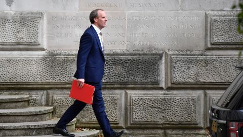 Britain's Foreign Secretary Dominic Raab leaves the Foreign and Commonwealth Office (FCO) in central London on July 1, 2020.