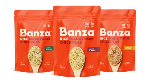 Banza's three new flavors: ginger scallion, garlic olive oil and chipotle tomato