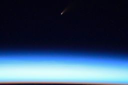 C/2020 F3 is seen nearing Earth in this photo tweeted by ISS astronaut Ivan Vagnery