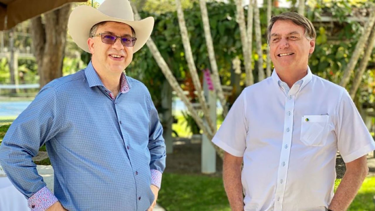 Bolsonaro attended a July 4th commemoration event with the US Ambassador to Brazil Todd Chapman on Saturday, according to a photo posted to the President's official Facebook page.