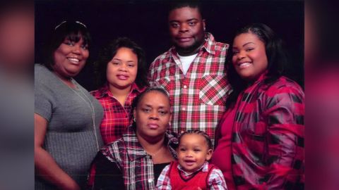 From left, Jefferson and Amber, Yolanda, Adarius, Zion and Ashley Carr.