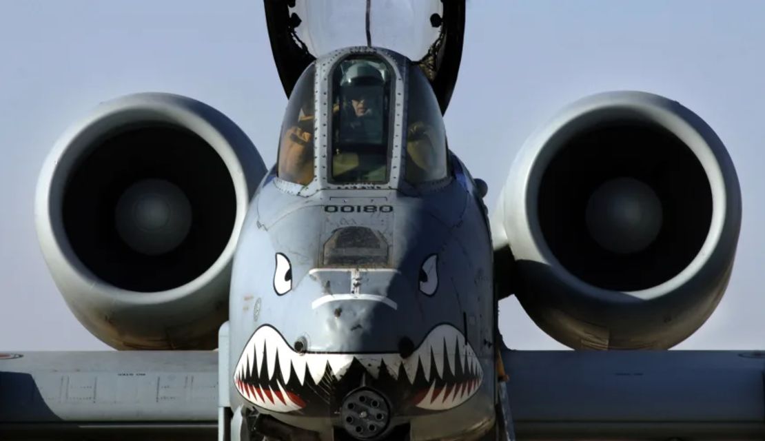 A U.S. Air Force A-10 attack plane shot in Iraq in 2004. The iconic front design of the Flying Tigers lingers in the A-10 fleet.