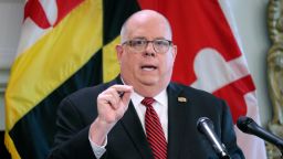 In this June 3, 2020 photo, Maryland Gov. Larry Hogan announces he will lift an order that closed non-essential businesses during a news conference in Annapolis, Maryland,