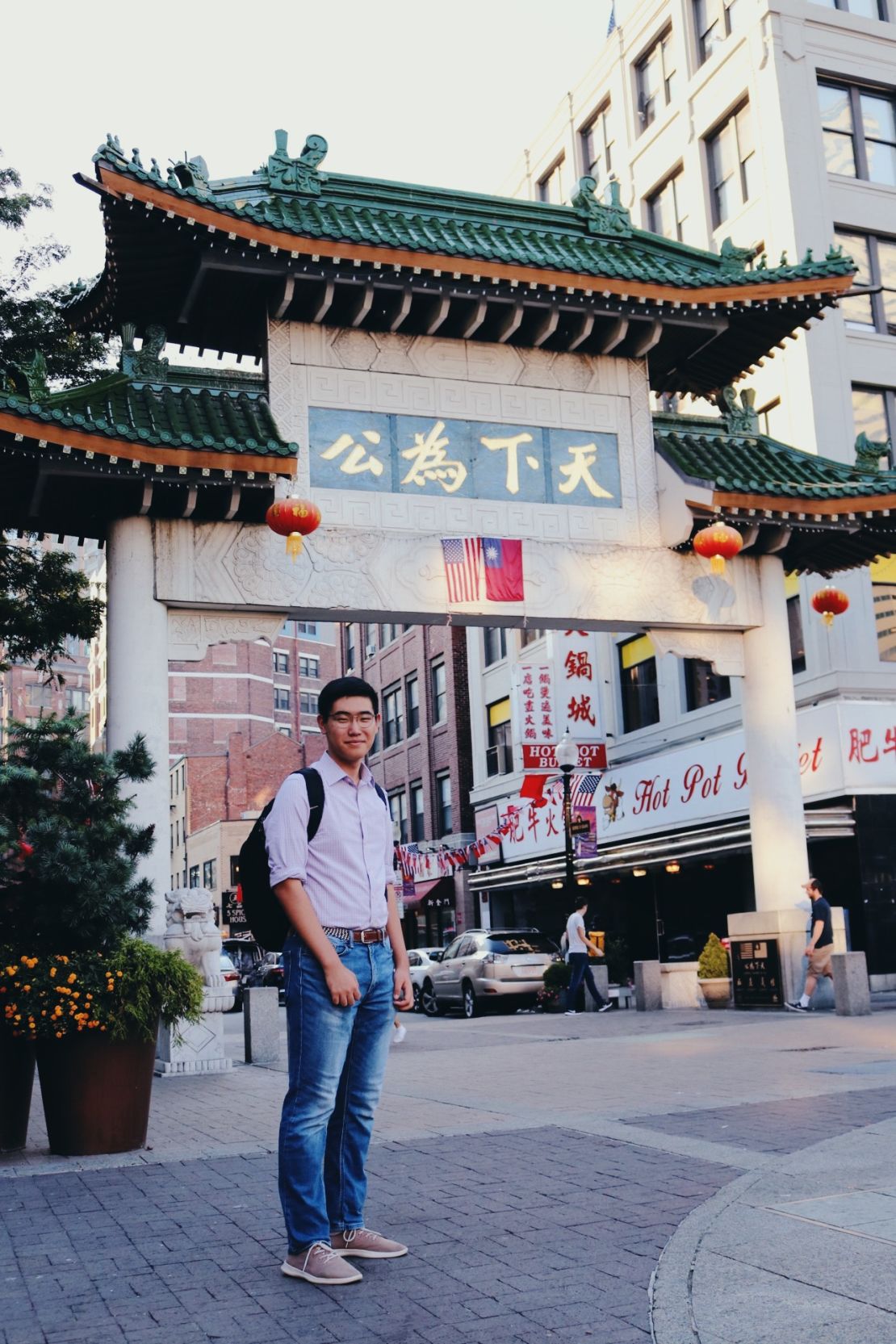 Tianyu Fang in Boston's Chinatown. Fang completed his high school in the Boston area. 
