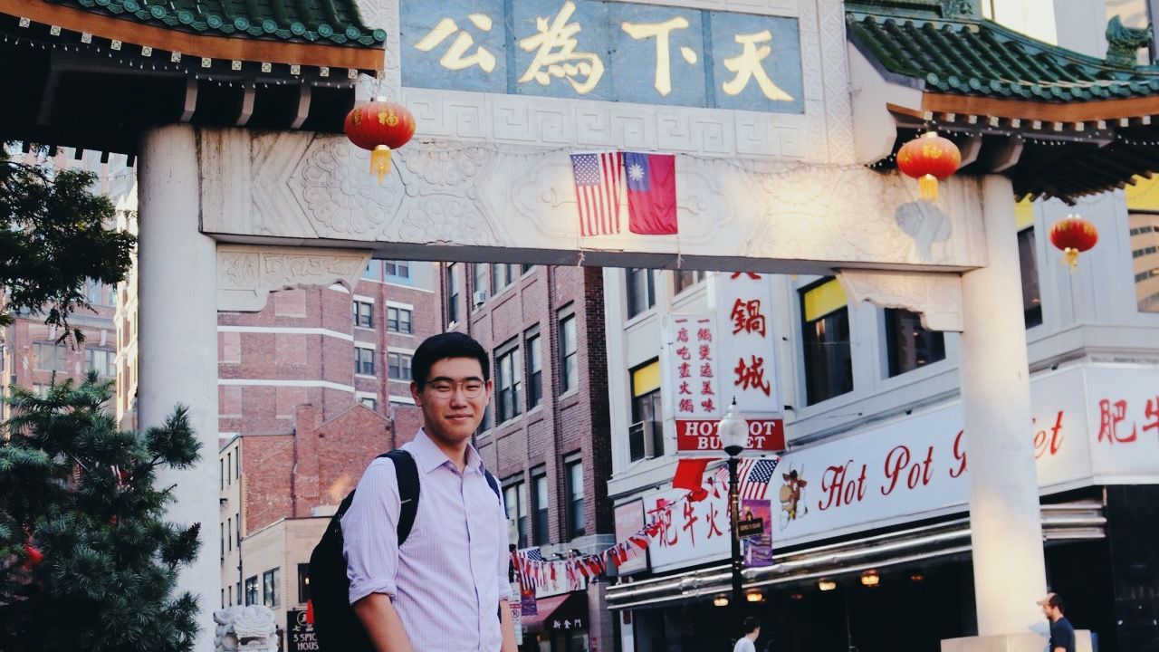 Tianyu Fang in Boston's Chinatown. Fang completed his high school in the Boston area.