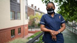 Nurse Efe Obiakor photographed on July 7, in Harrow, London.