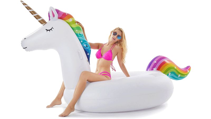 Pool Toys Inflatable Unicorn Pool Float Swimming Pool Ring Boxgear Inflatable Float Pool Inflatables for Kids and Adults Water Float Glitter Sequin Animal Pool Floats 