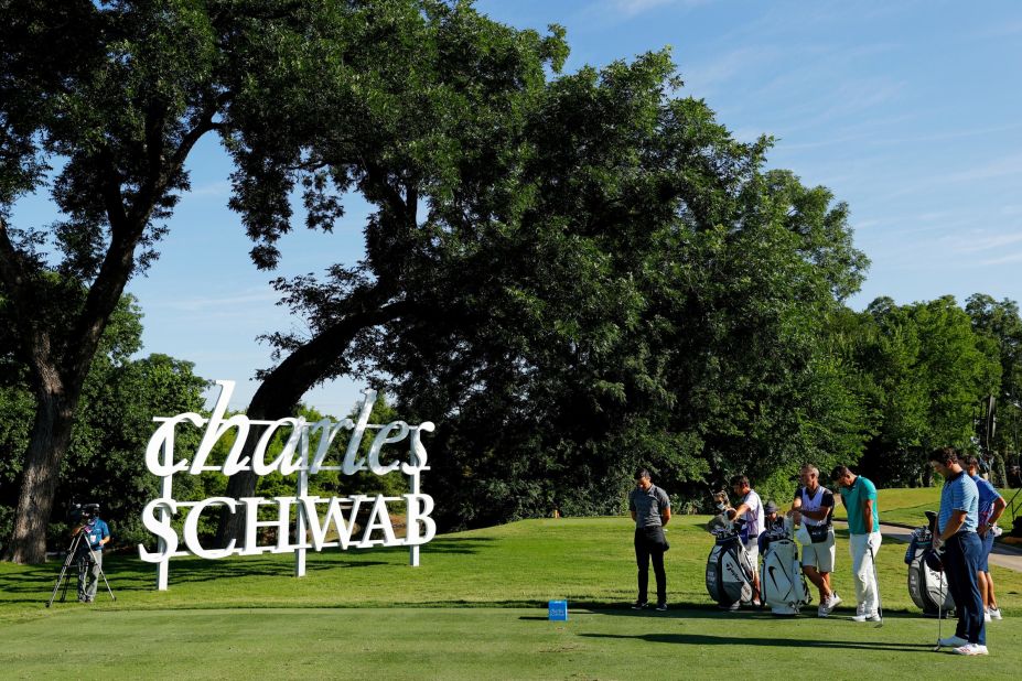 Black Lives Matter: Rory McIlroy, Jon Rahm and Brooks Koepka take part in a moment of silence held in place of the 8:46 tee time to remember George Floyd during the second round of the Charles Schwab Challenge on June 12, 2020 at Colonial Country Club in Fort Worth, Texas.