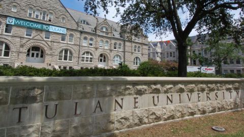 A sign welcomes students to Tulane University in New Orleans in  this file photo.