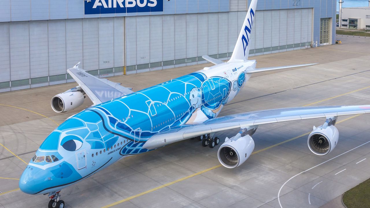 <strong>ANA's Airbus A380: </strong>All Nippon Airways' Flying Honu A380 was created using 16 different types of paint. 