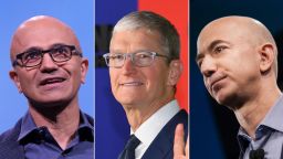 Satya Nadella Tim Cook Jeff Bezos SPLIT