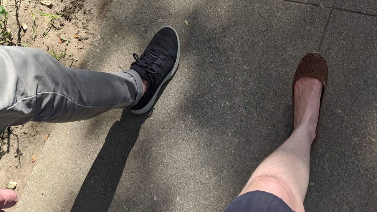 Jessica Gerhardt snapped this photo on her first date with her new partner, where they took a walk in her neighborhood, while wearing masks.