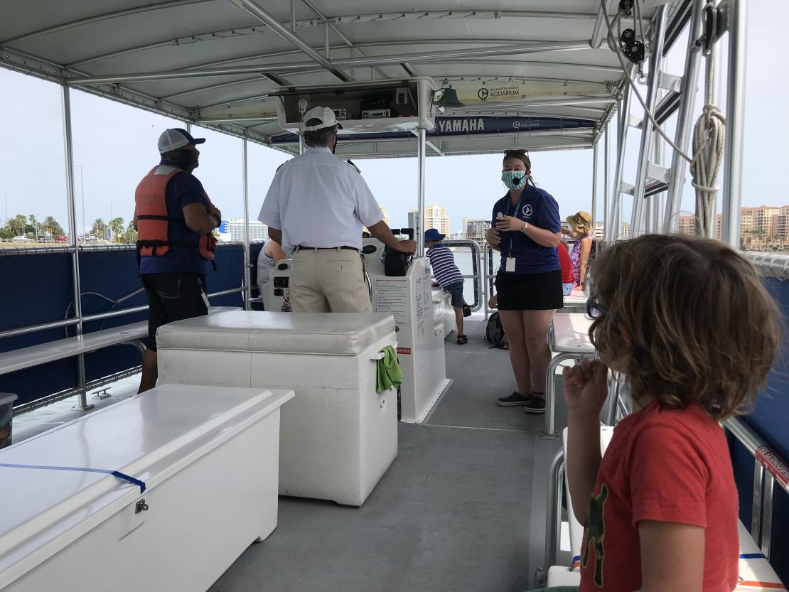 Aboard a Clearwater Marine Aquarium boat excursion, masks and distancing were the norm.