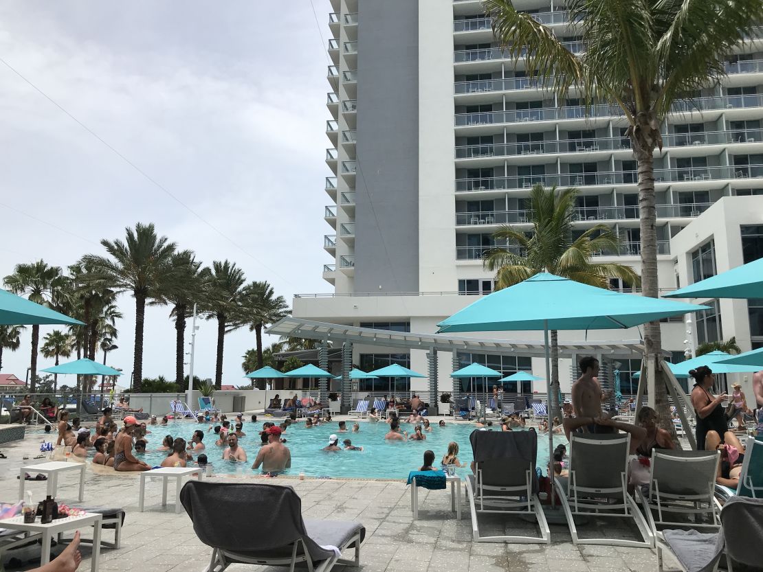 The pool at Wyndham Grand Clearwater Beach hotel was too crowded for the author's comfort level.