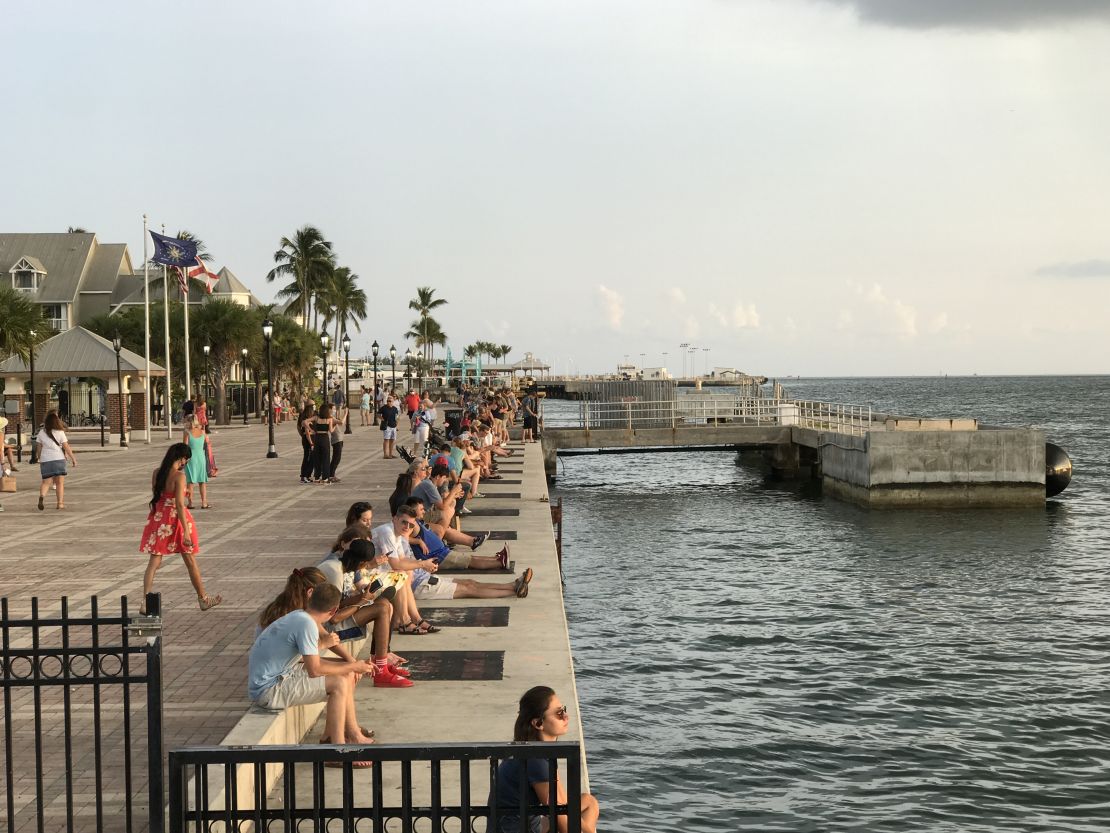 Mallory Square was lined with sunset watchers over the holiday weekend, but the rest of the area was unusually quiet.