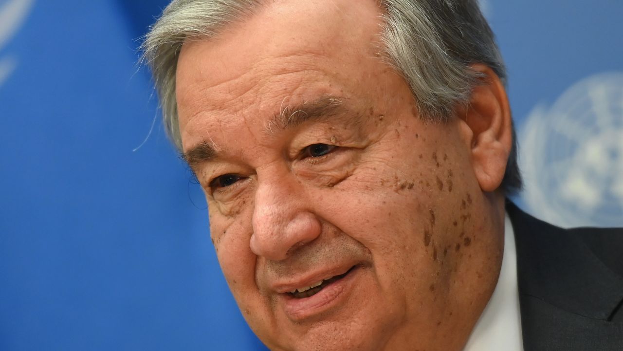 United Nations Secretary General Antonio Guterres speaks during a press briefing at United Nations Headquarters on February 4, 2020 in New York City. (Photo by Angela Weiss / AFP) (Photo by ANGELA WEISS/AFP via Getty Images)