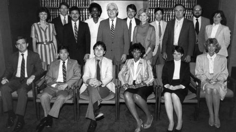 Lacey, front row, third from right, with an incoming group of prosecutors hired under former D.A. Ira Reiner, center. 
