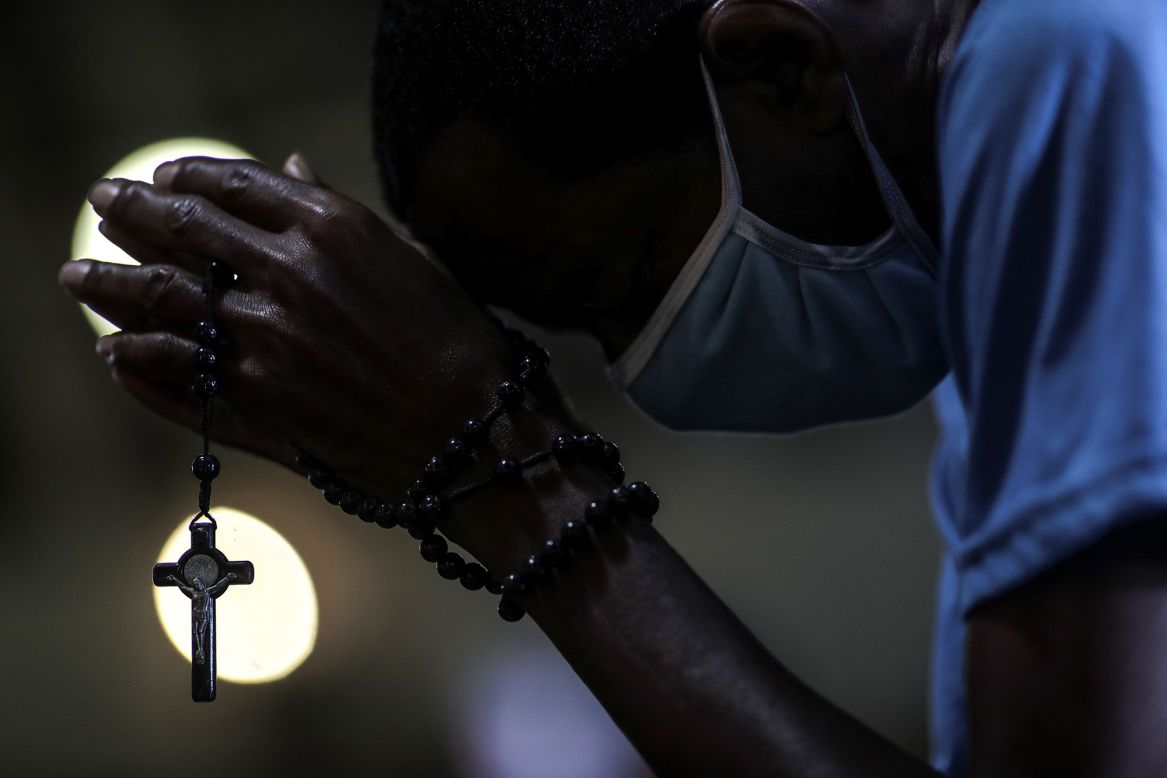A man attends a Eucharist at the Rio de Janeiro Metropolitan Cathedral on Saturday, July 4. Only the United States has more confirmed coronavirus cases than Brazil, <a href="https://www.cnn.com/2020/05/22/americas/gallery/brazil-coronavirus/index.html" target="_blank">Latin America's hardest-hit country.</a>