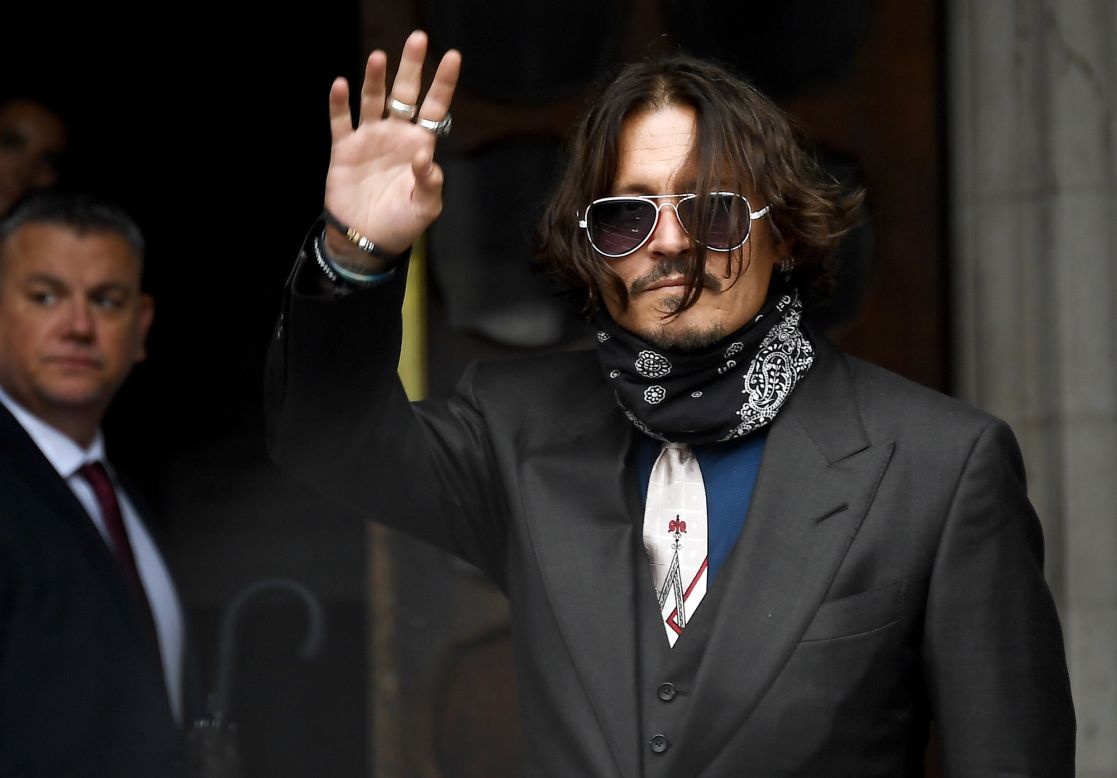 Actor Johnny Depp arrives at the High Court in London on Wednesday, July 8. Depp forcefully rejected allegations he was abusive toward his ex-wife, Amber Heard, describing them as "sick" on the first day of <a href="https://www.cnn.com/2020/07/08/uk/johnny-depp-libel-hearing-scli-intl-gbr/index.html" target="_blank">his libel action against a UK newspaper group.</a>