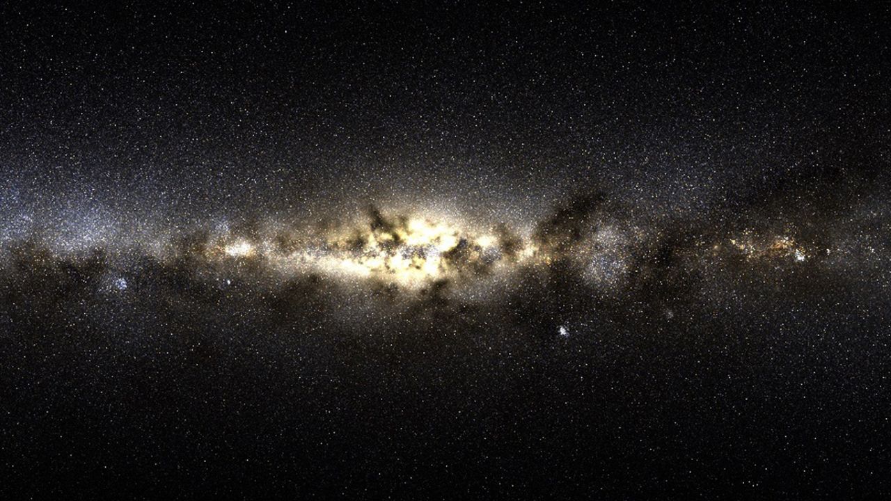This is a still from a simulation of individual galaxies forming. It's the star-by-star sum of all the starlight that would be observed by the Gaia space telescope in its three color filters, for one of the simulated galaxies, the researchers said.
