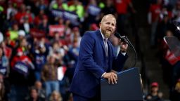 In this Oct. 10, 2019, file photo, Brad Parscale, campaign manager for President Donald Trump speaks during a campaign rally at the Target Center in Minneapolis. 