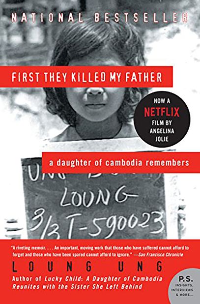 "First They Killed My Father: A Daughter of the Cambodian Genocide Remembers" by Loung Ung confronts the atrocities of war genocide and one family's struggle for survival.