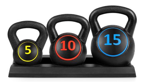 Best Choice Products 3-Piece HDPE Kettlebell Exercise Fitness Weight Set 
