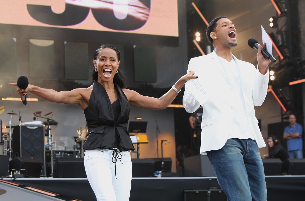 The couple takes part in a London concert celebrating Nelson Mandela's life in June 2008.