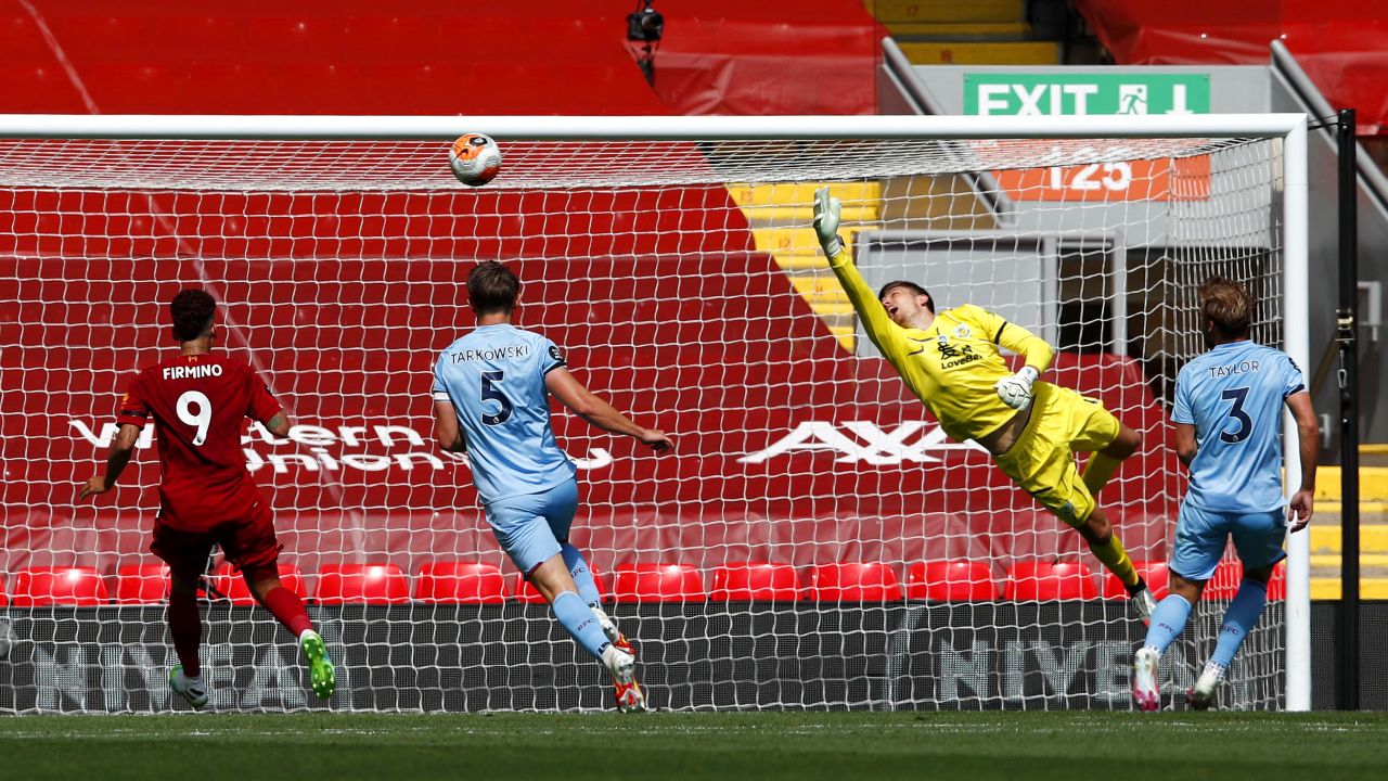 Nick Pope is beaten by Andy Robertson's header, but the Burnley keeper's performance was key to the Clarets taking a point away from Anfield.