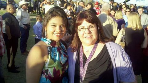 Kimberley Byrd with teacher friend, Jena Martinez.