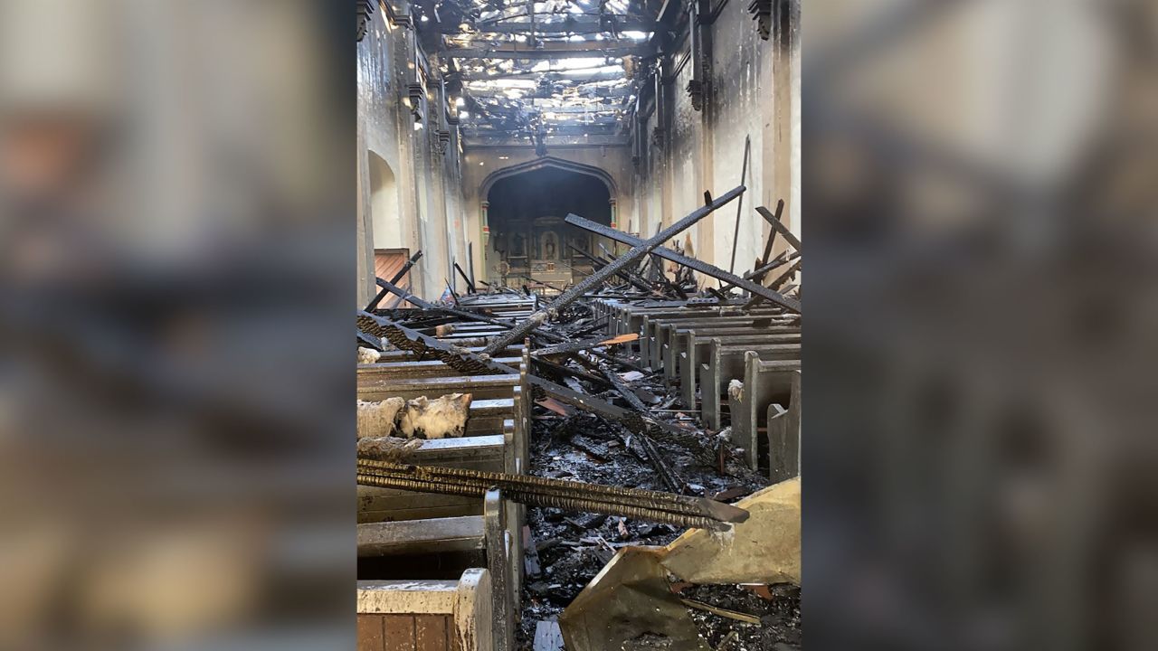 The inside of the church after the fire.