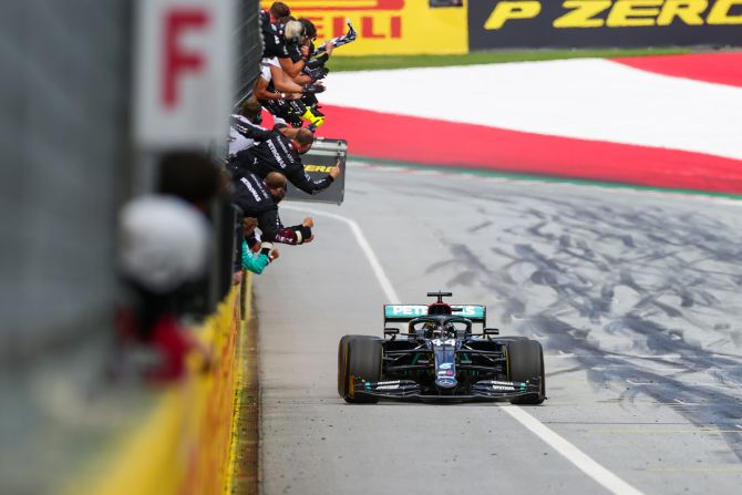 Lewis Hamilton drives during the Styria Formula One Grand Prix in Spielberg, Austria, on July 12.