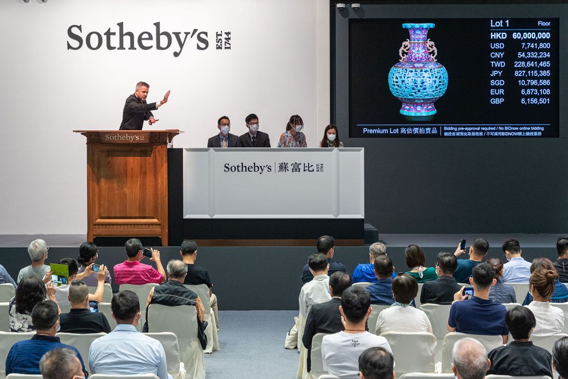 The saleroom at Sotheby's in Hong Kong.