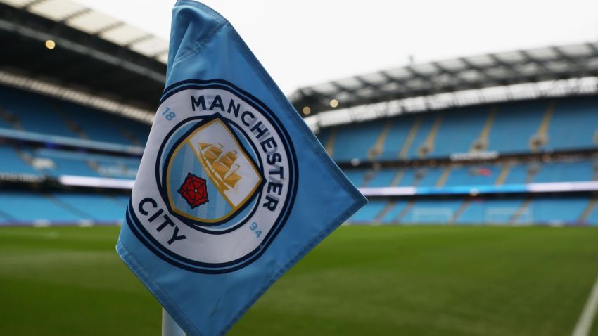 MANCHESTER, ENGLAND - DECEMBER 23:  General view inside the stadium with a close up of the corner flag prior to the Premier League match between Manchester City and AFC Bournemouth at Etihad Stadium on December 23, 2017 in Manchester, England.  (Photo by Matthew Lewis/Getty Images)
