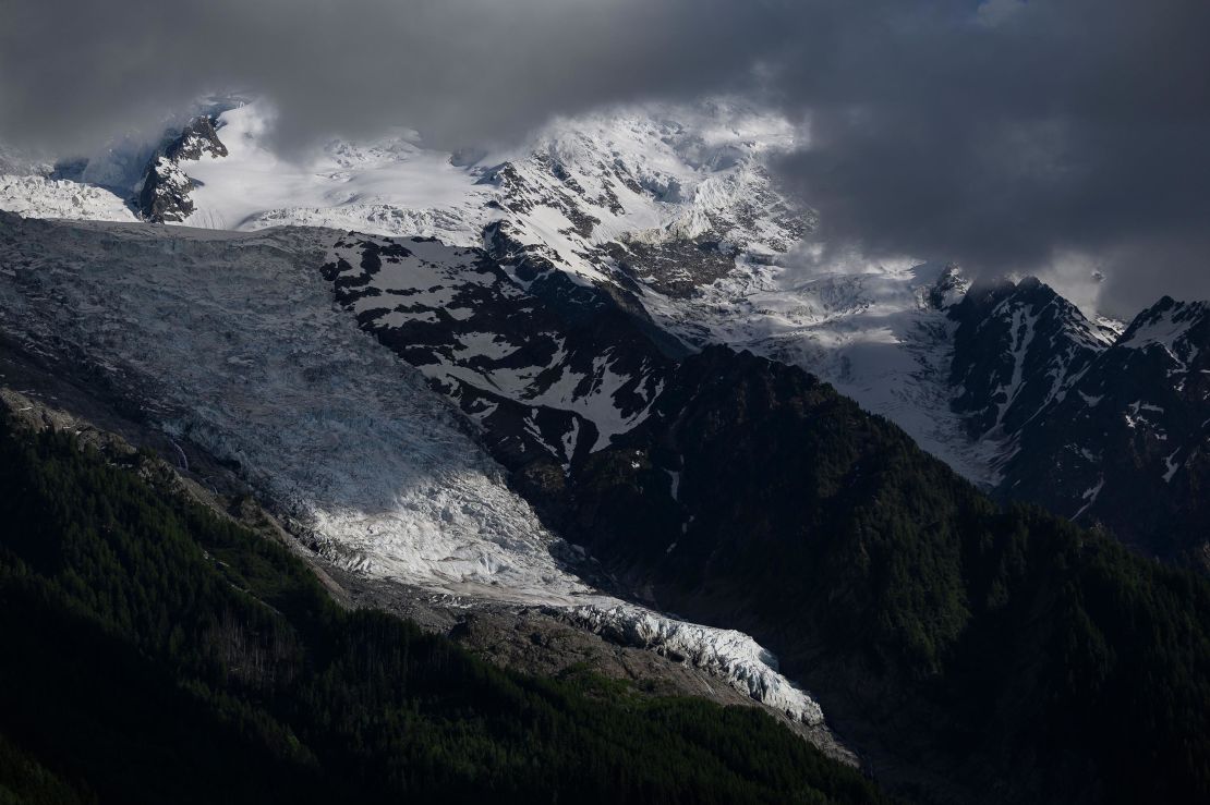 The Bossons Glacier is near the ski town of Chamonix.