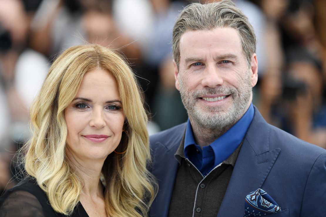 Kelly Preston and John Travolta at the Cannes Film Festival in 2018 in Cannes, France.  