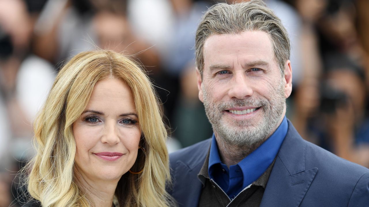 Kelly Preston and John Travolta at the Cannes Film Festival in 2018 in Cannes, France.  