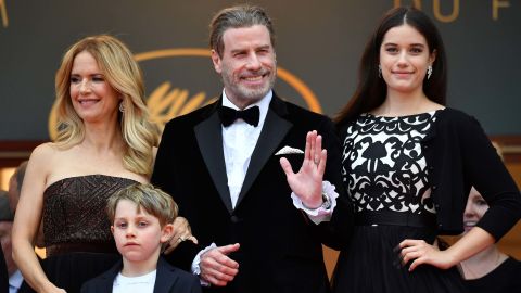 John Travolta, Kelly Preston and their children Ella Bleu Travolta (right) and Benjamin Travolta in May 2018 for the screening of "Solo: A Star Wars Story."