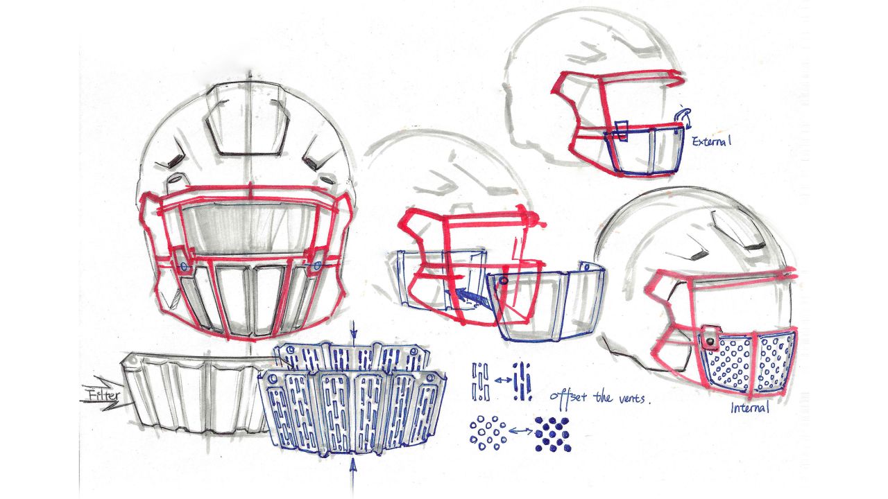 This image provided by Oakley shows sketches of its new face shield.