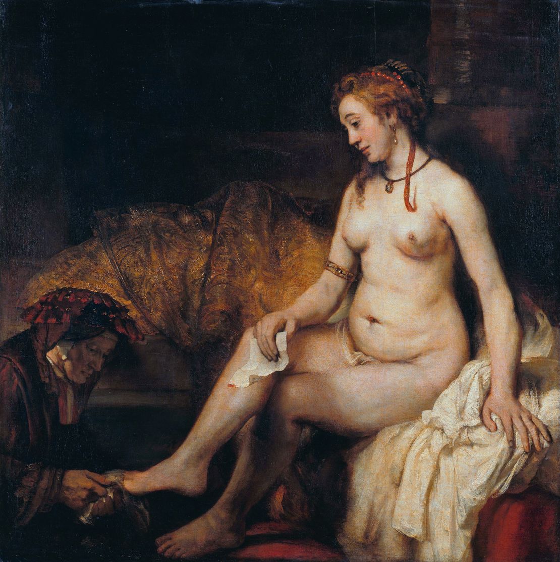Rembrandt's intimate and sensual take on the Old Testament subject "Bathsheba at Her Bath," painted in 1654.