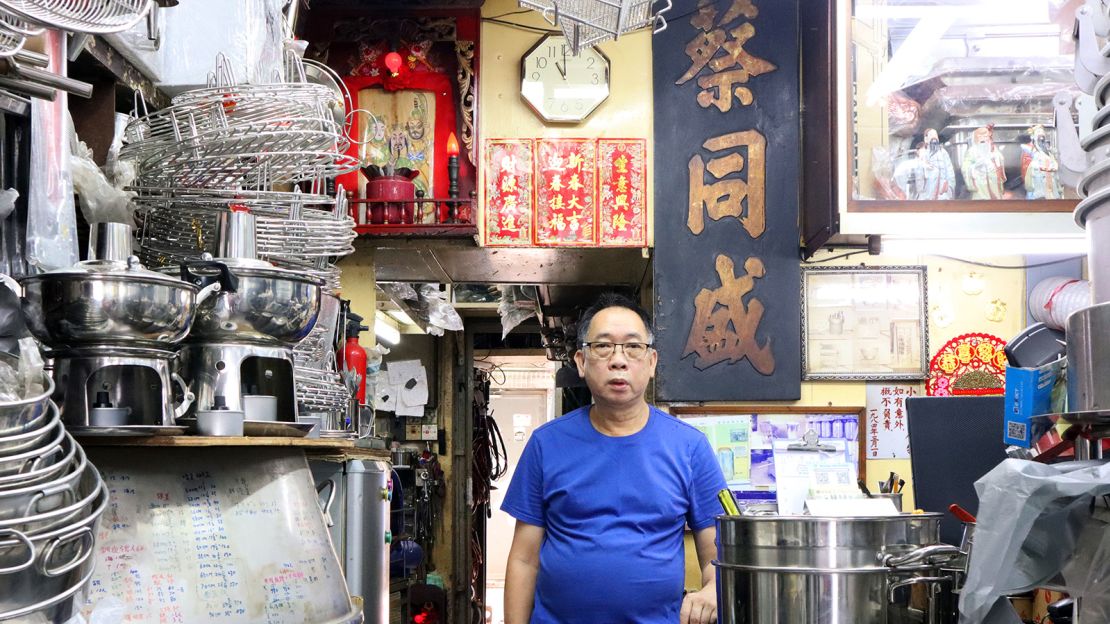 Leung Wing Cheung, the third-generation owner of the Choy Tung Shing kitchenware factory. 