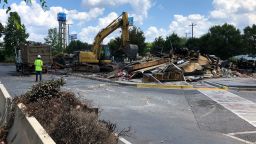 A Wendy's restaurant is demolished Tuesday, July 14, 2020, in Atlanta. The resaurant was the scene where Rayshard Brooks was shot and killed on June 12, 2020, by an Atlanta police officer following a struggle during a DUI arrest. 