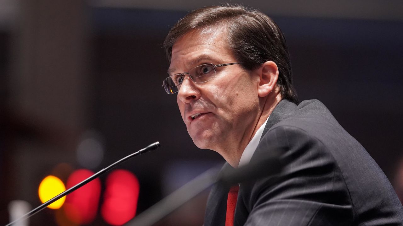 Secretary of Defense Mark Esper testifies during a House Armed Services Committee hearing on July 9, 2020 in Washington, DC.