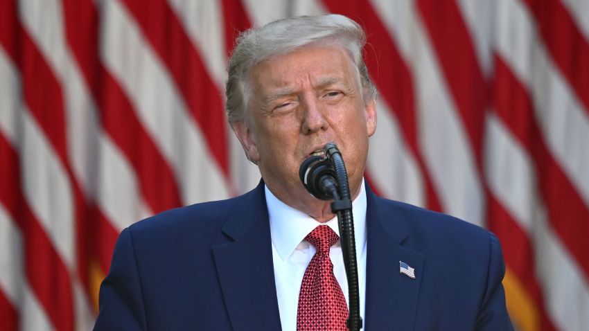 US President Donald Trump delivers a press conference in the Rose Garden of the White House in Washington, DC, on July 14, 2020. (Photo by JIM WATSON / AFP) (Photo by JIM WATSON/AFP via Getty Images)