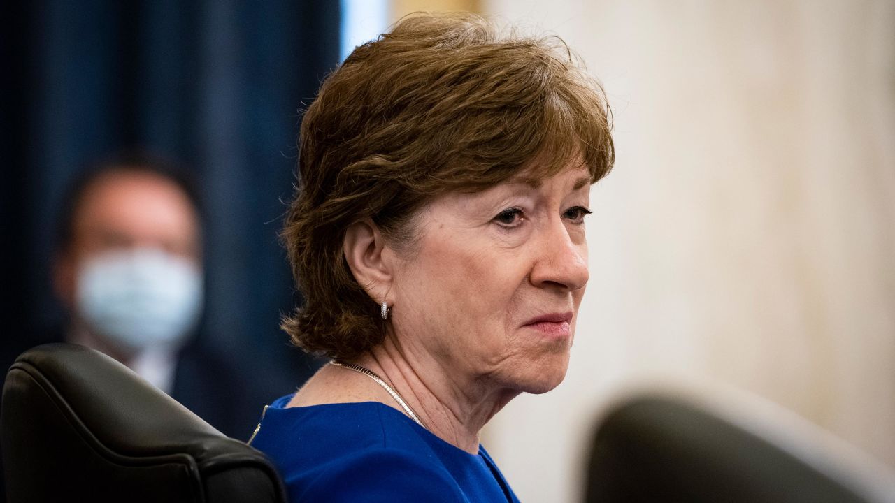 Sen. Susan Collins (R-Maine) attends a Senate Small Business and Entrepreneurship Committee hearing on June 10, 2020, in Washington. 