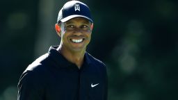 DUBLIN, OHIO - JULY 14: Tiger Woods smiles during a practice round prior to The Memorial Tournament at Muirfield Village Golf Club on July 14, 2020 in Dublin, Ohio. (Photo by Sam Greenwood/Getty Images)