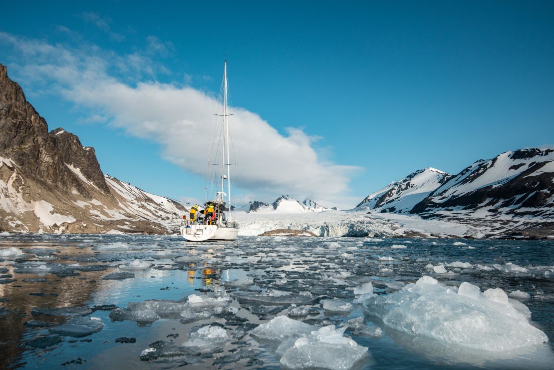 The sun never sets in the summer, so the crew had constant daylight for spotting ice.