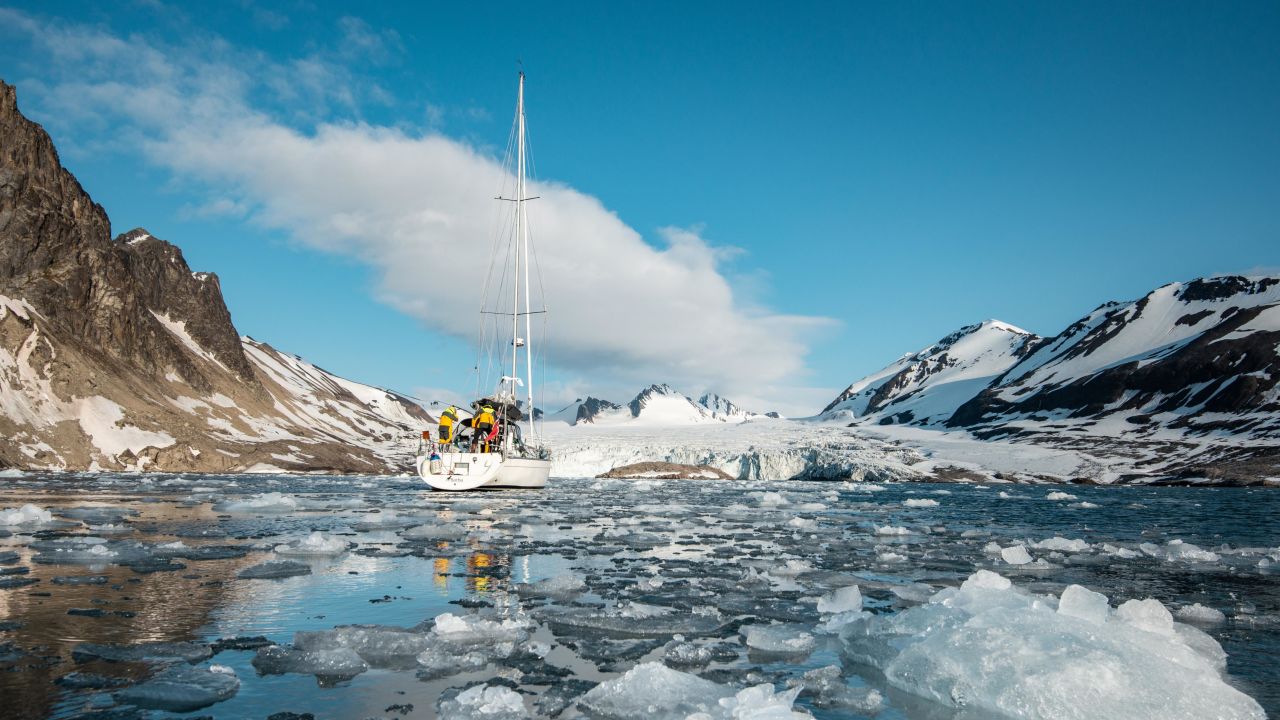 The sun never sets in the summer, so the crew had constant daylight for spotting ice.